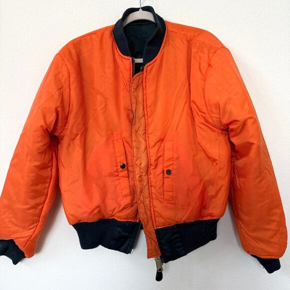 Alpha Industries Vtg MA-1 Flight Bomber Jacket Blue Reversible Men's Medium - Picture 8 of 10